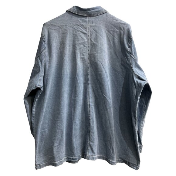 Jones & Co Shacket Womens 1X Faded Denim Button Down Shirt Western Workwear - Picture 2 of 9